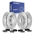 thumbnail image 1 of AutoShack Front & Rear Brake Rotors & Premium Pads for GMC, Sierra 1500 2005-2006 Sierra 1500 Classic 2007, 4WD AWD RWD V8 4.8L 5.3L 6.0L - Silver Zinc Coated Drilled & Slotted - SilverShield Pro, 1 of 5