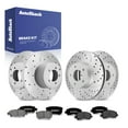 thumbnail image 1 of AutoShack Front Vented & Rear Solid Drilled & Slotted Silver Zinc Coated Brake Rotor + Premium Ceramic Pad 12-PC Brake Kit Replacement for 2007-2010 Dodge Caliber 2012 Dodge Caliber SilverShield Pro, 1 of 4
