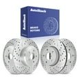 thumbnail image 1 of AutoShack Front & Rear Brake Rotors for Jeep, Wrangler 2007-2017 Wrangler JK 2018, 4WD RWD V6 3.6L 3.8L - Silver Zinc Coated Drilled & Slotted - SilverShield Pro, 1 of 5