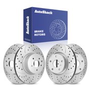 AutoShack Front & Rear Brake Rotors for Nissan & INFINITI, Murano 2004-2007, 2009-2014 M37 2011-2013 QX70 2014-2017, AWD RWD FWD V6 3.5L 3.7L - Silver Zinc Coated Drilled & Slotted - SilverShield Pro