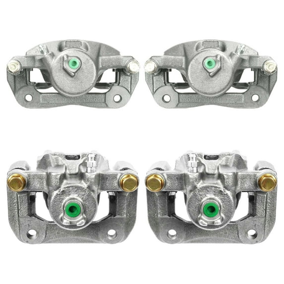 AutoShack Front and Rear Brake Calipers Set of 4 Assembly with Bracket Replacement for 2003-2011 Honda Element 2.4L 4WD FWD Driver and Passenger Side Kit BC40030