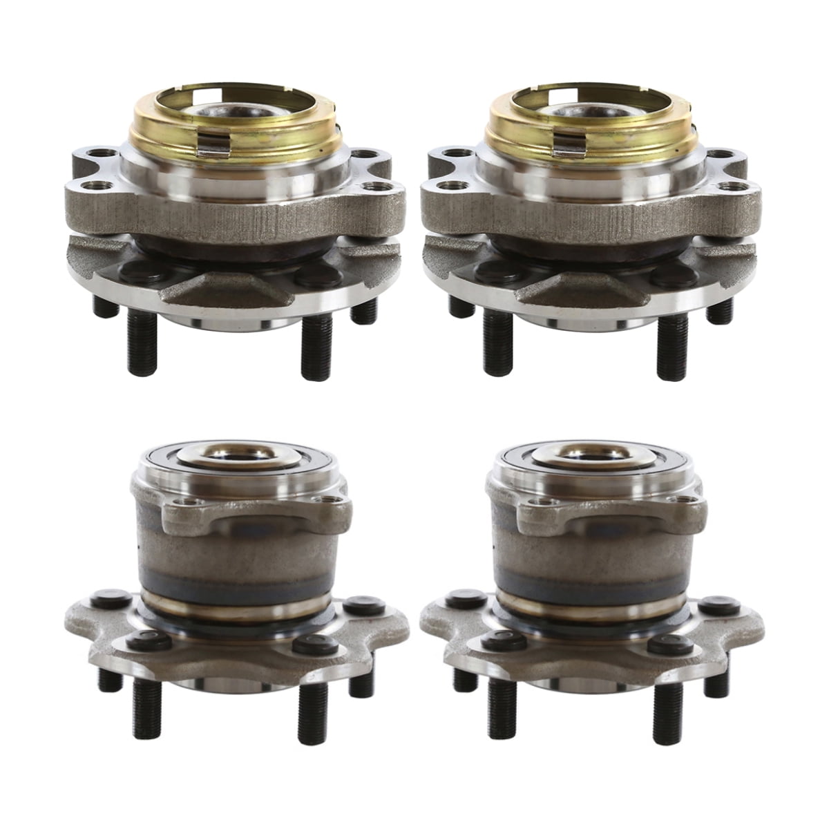 AutoShack Front & Rear Hub Bearing Assemblies for Nissan, Altima 2007-2012, FWD L4 2.5L - With ABS, 5-Lug