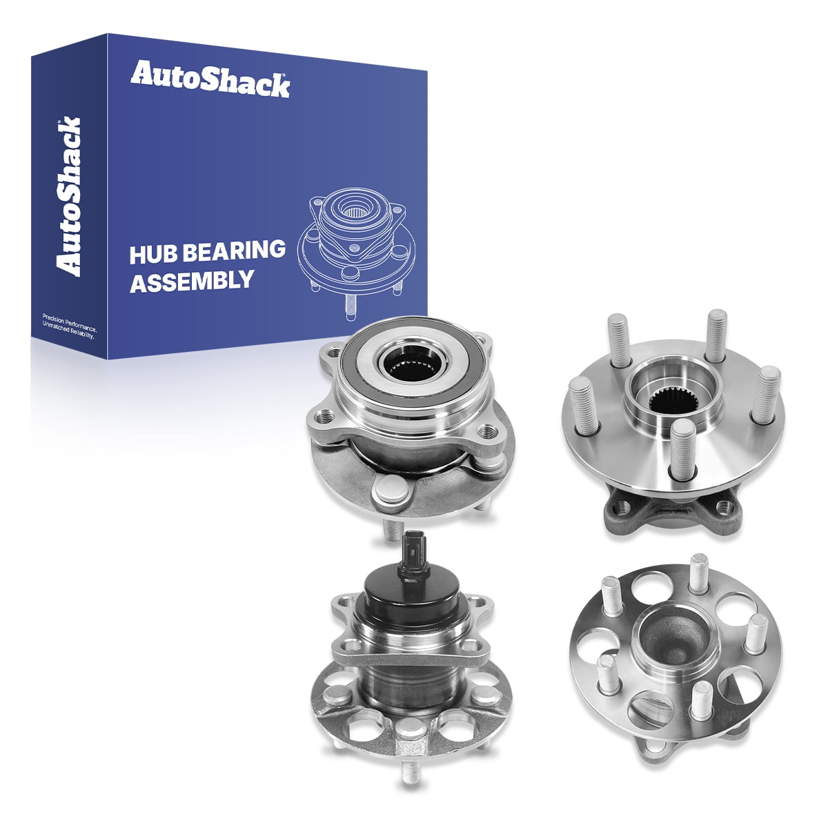 AutoShack Front & Rear Hub Bearing Assemblies for Toyota, Prius 2010-2015 Prius Plug-In 2012-2015, FWD L4 1.8L - With ABS, 5-Lug