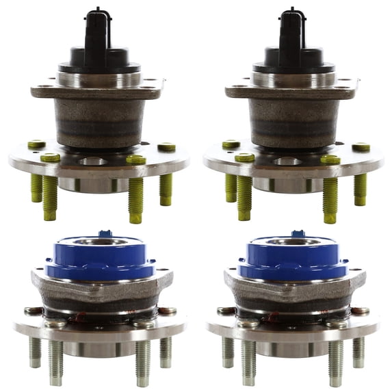 AutoShack Front & Rear Hub Bearing Assemblies for Buick & Cadillac, LeSabre 2000-2005 Lucerne 2006-2011 DTS 2006-2011 DeVille 2000-2005, FWD V6 3.8L 3.9L V8 4.6L - With ABS, 5-Lug