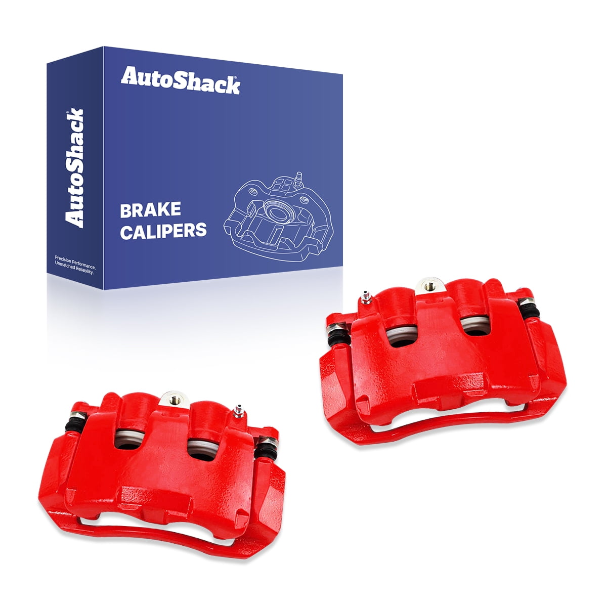AutoShack Front Red Brake Calipers for Ram, Dodge & Chrysler, 1500 2011-2018 Ram 1500 2009-2010 Aspen 2007-2009 Durango 2007-2009, 4WD RWD V6 3.0L 3.6L 3.7L V8 4.7L 5.7L, Left and Right, Pair