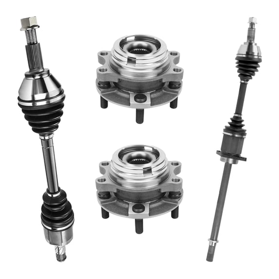 AutoShack Front CV Axle Shaft Left & Right + Wheel Hub Bearing Assemblies with ABS Replacement for 2009-2014 Nissan Maxima 4-PC Kit