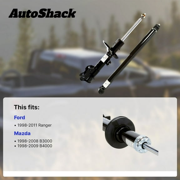 AutoShack Front Shock Absorbers Pair Driver and Passenger Side Replacement for Mercury Mountaineer Ford Explorer Sport Trac 1998-2011 Ranger 1998-2008 Mazda B3000 1998-2009 B4000 V6 RWD KS47124PR