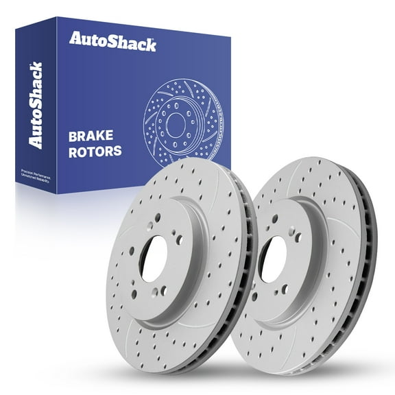 AutoShack 11.65" (295.8 mm) Front Vented Drilled & Slotted Brake Rotors Coated | Replacement for 2007-2016 Honda CR-V 2007-2012 Acura RDX | Silver Matte Finish | 2-PC Set | TurboGuard