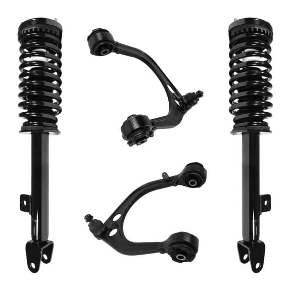 AutoShack Front Complete Strut & Coil Spring Front Upper Control Arms and Ball Joint with Brushings | Replacement for 2009-2010 Dodge Charger 2009-2010 Chrysler 300 | 4-PC