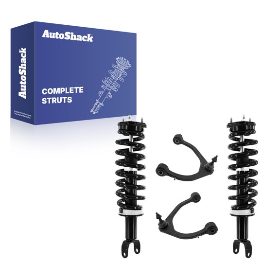AutoShack Front Complete Strut and Coil Spring & Front Upper Control Arms and Ball Joint with Bushings for Ram, 1500 2011-2018 1500 Classic 2019-2024, 4WD V6 3.6L 3.7L V8 4.7L 5.7L