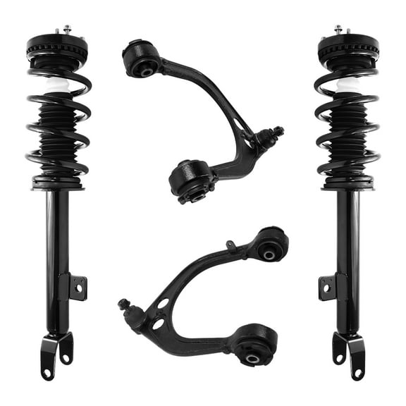 AutoShack Front Complete Strut & Coil Spring Front Upper Control Arms and Ball Joint with Bushings | Replacement for 2011-2020 Dodge Charger | 4-PC