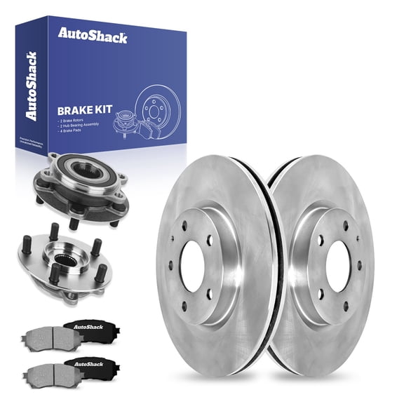 AutoShack Front Vented Brake Rotors + Ceramic Pads + Hub Bearing Assembly 8-PC Brake Kit Replacement for 2014-2016 Mazda 6 11.69" (297 mm)