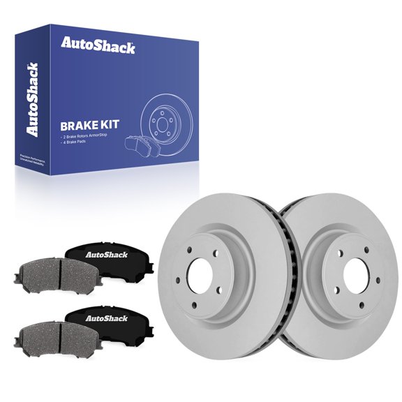 AutoShack Front Brake Rotors & Ceramic Pads for INFINITI, Q50 2014-2021 QX50 2016-2017 Q60 2017-2020, AWD RWD L4 2.0L V6 3.0L 3.5L 3.7L - Coated - ArmorStop - 12.6" (320 mm), 5-Lug