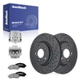 thumbnail image 1 of AutoShack Front Brake Rotors, Ceramic Pads & Calipers for Honda, Pilot 2016-2021, AWD FWD V6 3.5L - Coated Drilled & Slotted - Black Matte Finish - BlackShield - 12.58" (319.6 mm), 5-Lug, 1 of 4