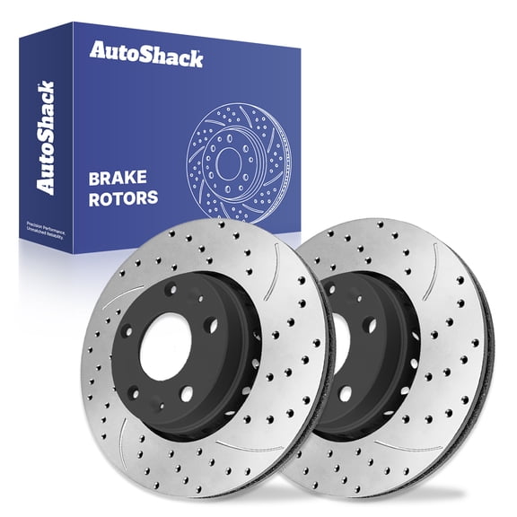 AutoShack Front Brake Rotors for Nissan, Sentra 2020-2025 Kicks 2021-2024, FWD L4 1.6L 2.0L - E-Coated Drilled & Slotted - ShadowGuard - 11.02" (280 mm), 5-Lug
