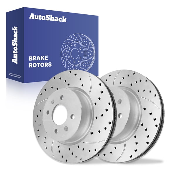 AutoShack Front Brake Rotors for Kia & Hyundai, Rio 2012-2023 Accent 2018-2022, FWD L4 1.6L - Silver Zinc Coated Drilled & Slotted - SilverShield Pro - 11.02" (280 mm), 4-Lug