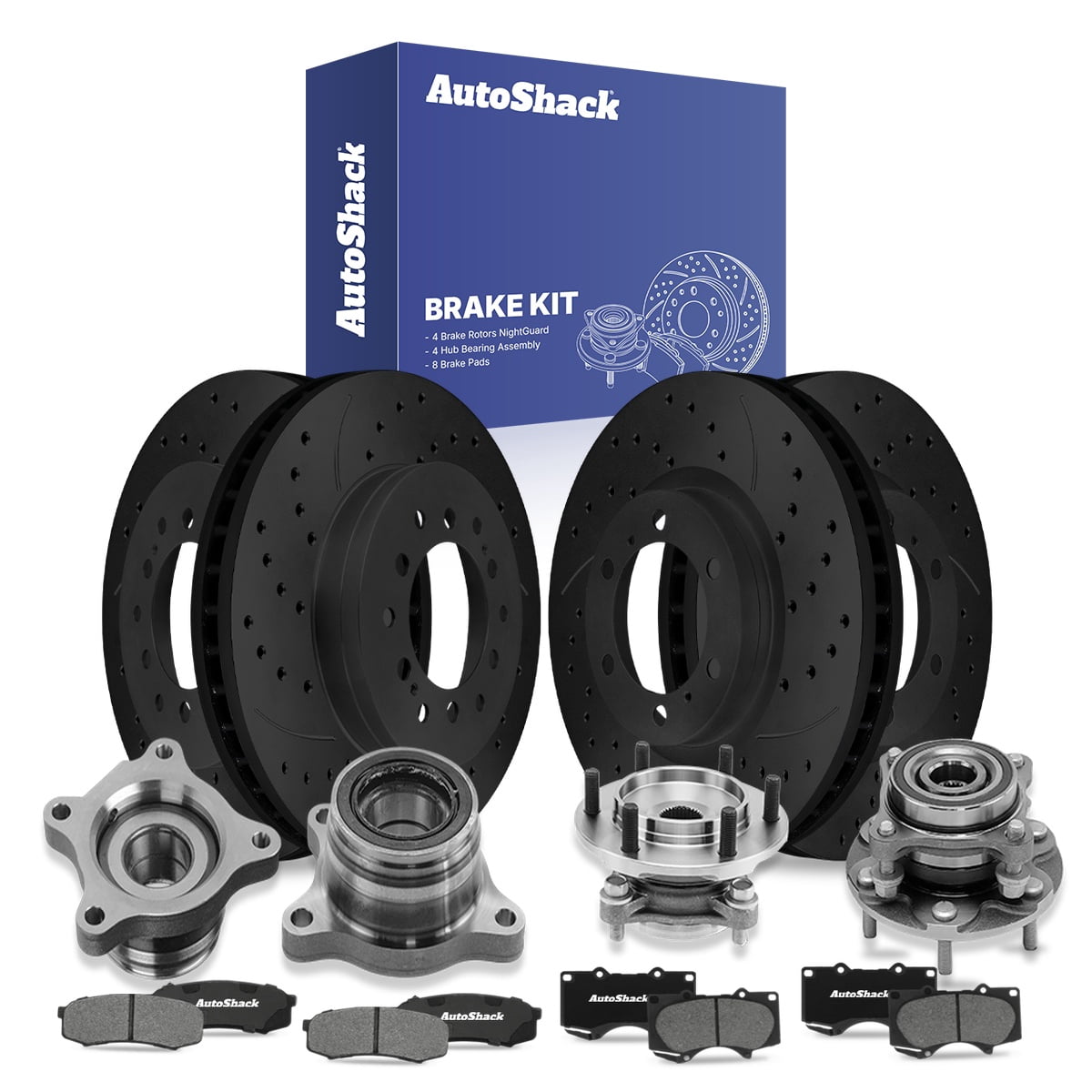 Formula Rear Hub AutoShack Front Vented & Rear Solid Black E-Coated Rotors, Pads & Hub ...