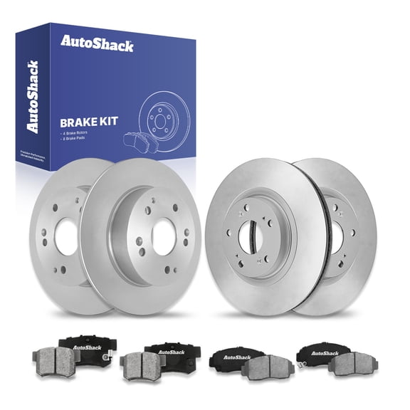 AutoShack Front Vented & Rear Solid Brake Rotors & Ceramic Pads, Compatible with Honda Accord 2003-2007 FWD 2.4L 3.0L