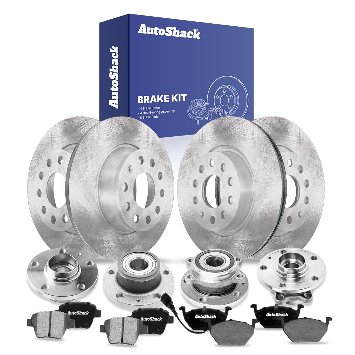 Formula Rear Hub AutoShack Front Vented & Rear Solid Brake Rotors, Pads & Hub Assembly ...
