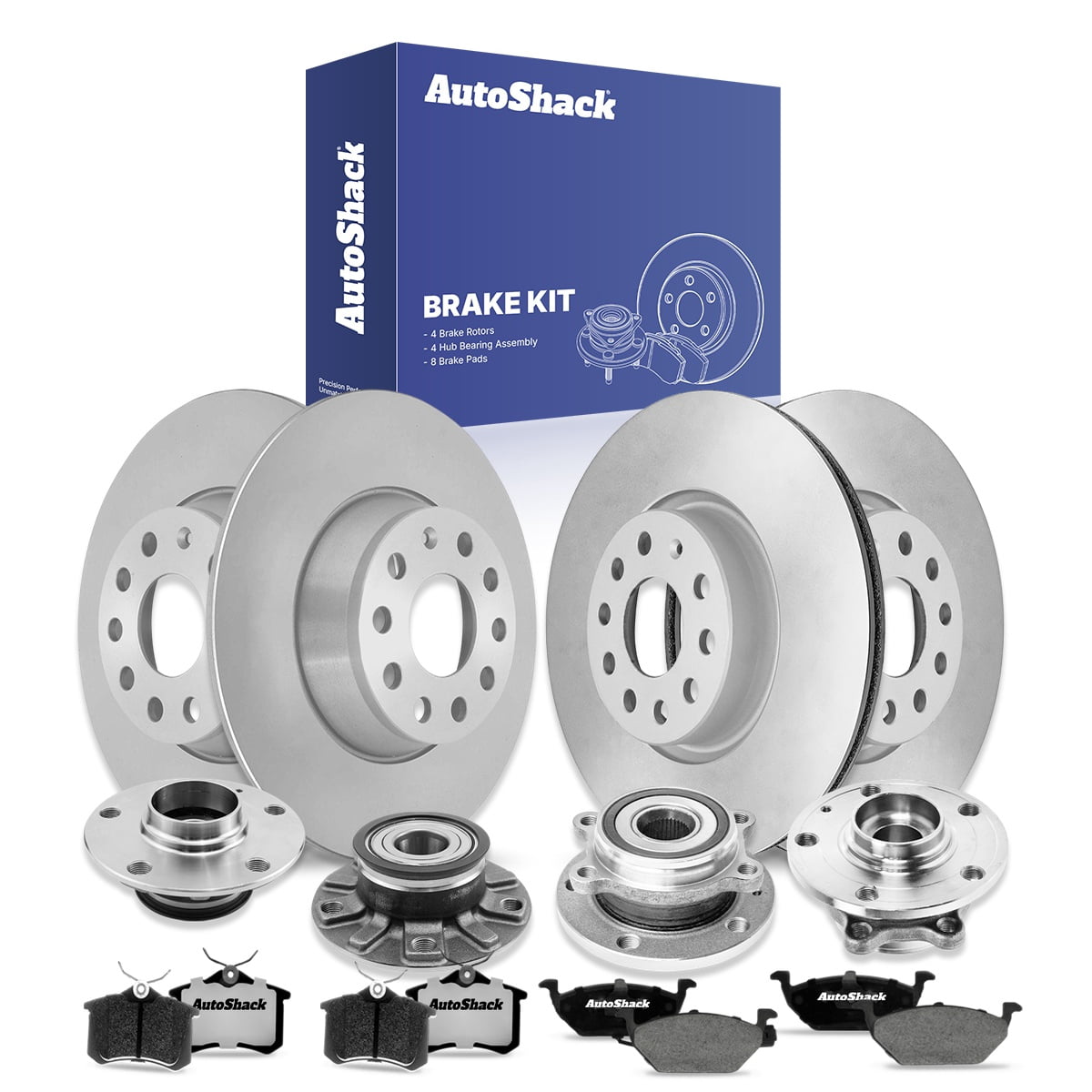 Formula Rear Hub AutoShack Front Vented & Rear Solid Brake Rotors, Pads & Hub Assembly ...