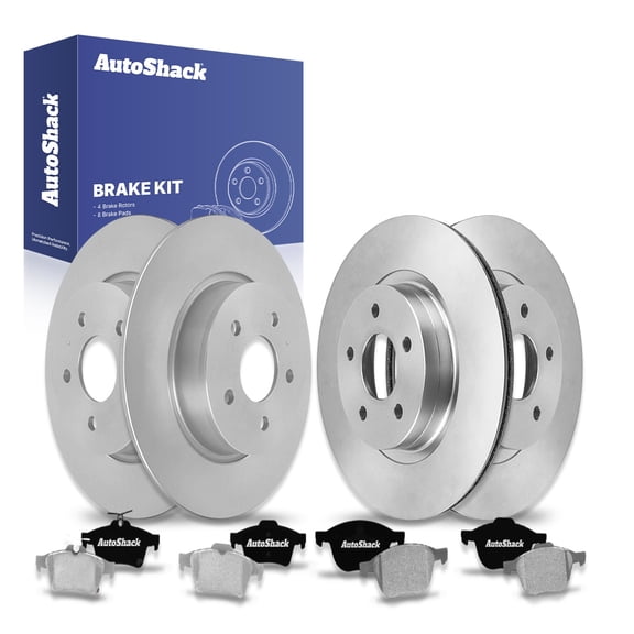 AutoShack Front Vented & Rear Solid Brake Rotors & Premium Pads, Compatible with Ford C-Max 2013-2017 FWD 2.0L