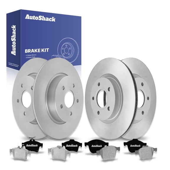 AutoShack Front Vented & Rear Solid Brake Rotors & Premium Pads, Compatible with Ford C-Max 2013-2018 FWD 2.0L