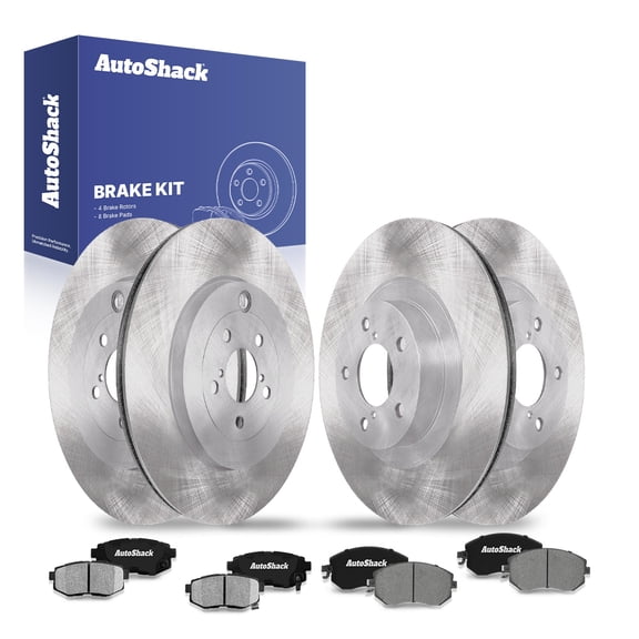 AutoShack Front Vented & Rear Vented Brake Rotors + Ceramic Pads 12-PC Brake Kit Replacement for 2017-2020 Subaru BRZ