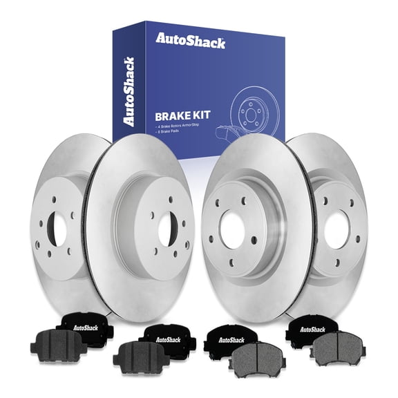AutoShack Front & Rear Brake Rotors & Ceramic Pads for INFINITI, Q50 2014-2018 Q60 2017-2018, AWD RWD L4 2.0L V6 3.0L 3.5L 3.7L - Coated - ArmorStop