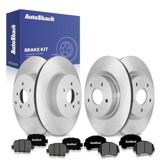 AutoShack Front & Rear Brake Rotors & Premium Pads for INFINITI, Q50 2014-2018 Q60 2017-2018, AWD RWD L4 2.0L V6 3.0L 3.5L 3.7L - Coated - ArmorStop