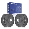 thumbnail image 1 of AutoShack Front Vented & Rear Vented Drilled & Slotted Coated Brake Rotors Black Matte Finish 4-PC Set Replacement for 2007-2010 Dodge Charger 2012-2014 Dodge Charger 2014 Chrysler 300 BlackShield, 1 of 4