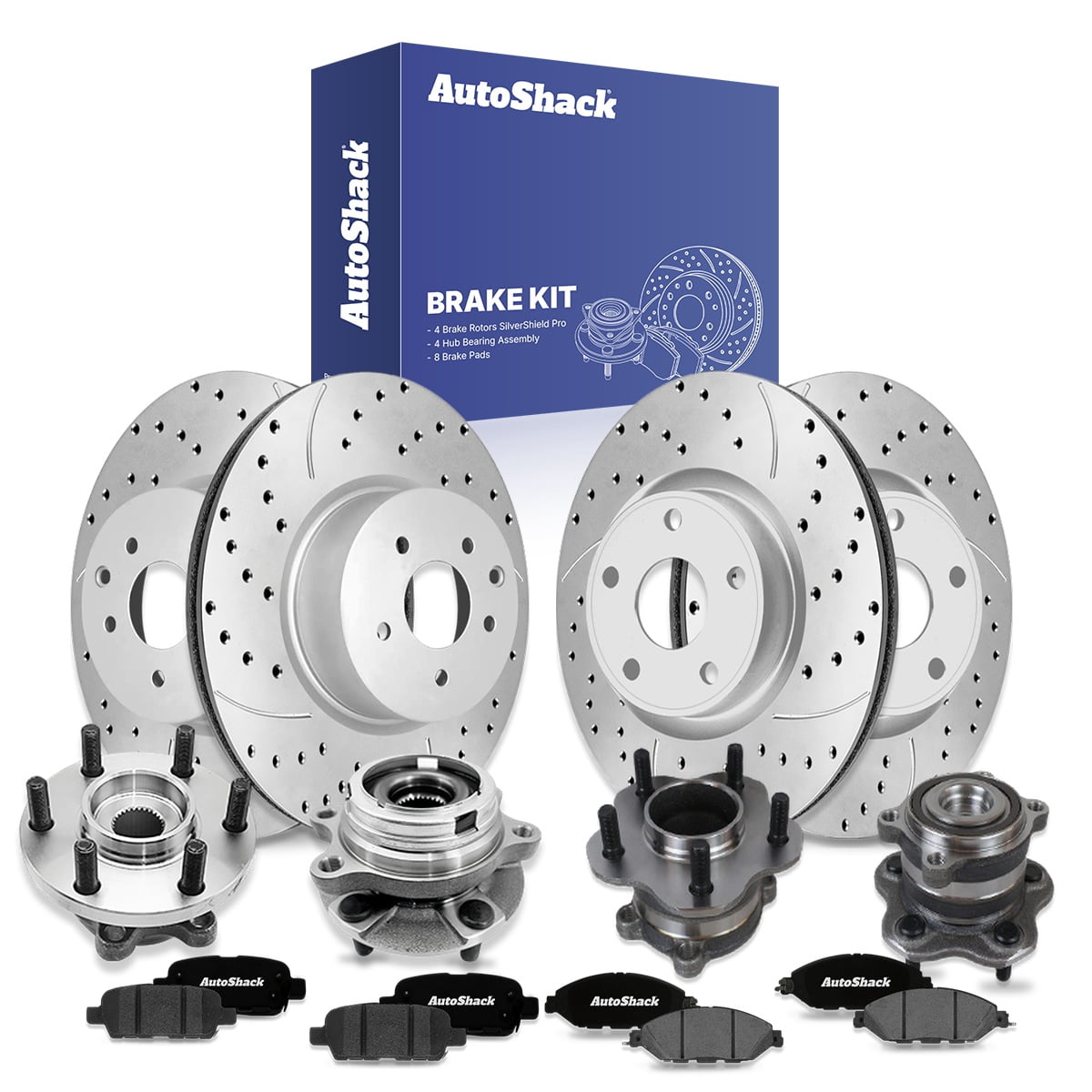 Formula Rear Hub AutoShack Front Vented & Rear Vented Silver Zinc Rotors, Pads & Hub ...