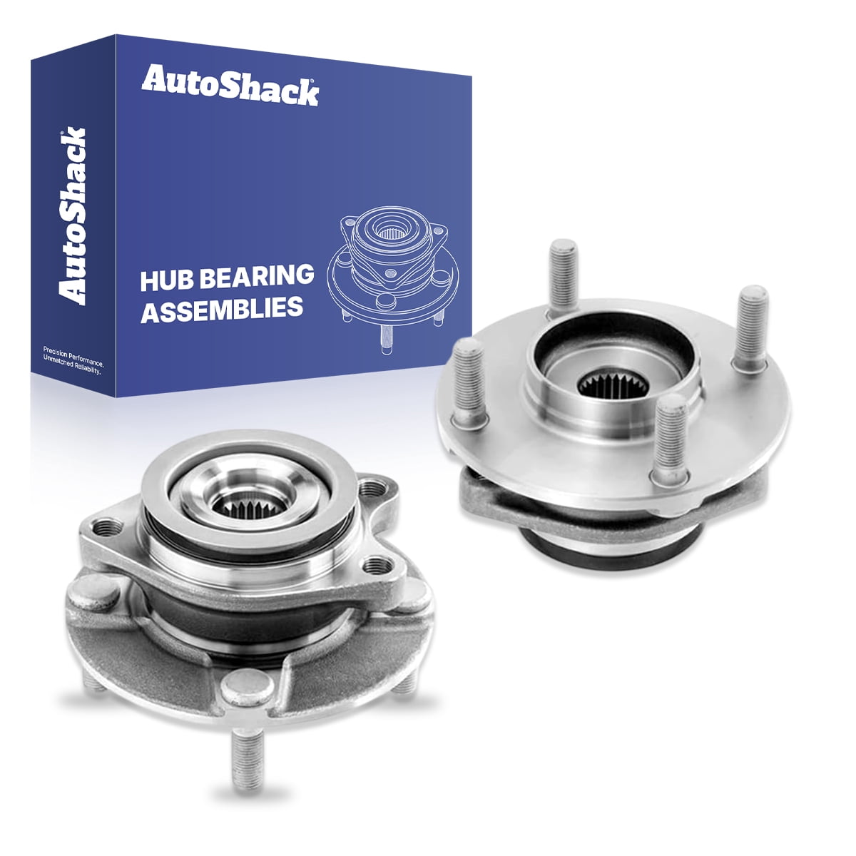 AutoShack Front Wheel Hub Bearing Assemblies - Driver and Passenger Side for Nissan, Versa 2007-2012, FWD L4 1.6L 1.8L - 4-Lug, With ABS
