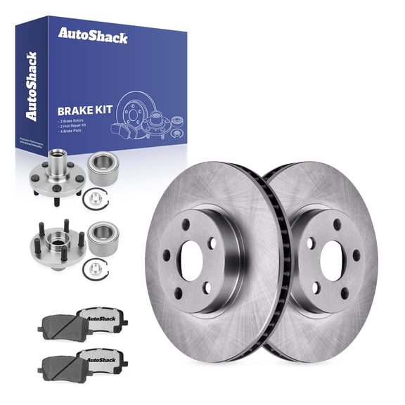 AutoShack Front Brake Rotors, Ceramic Pads & Hub Repair Kit for Toyota, Corolla 2003-2008 Matrix 2003-2008, FWD AWD L4 1.8L - 10.82" (274.9 mm), 5-Lug
