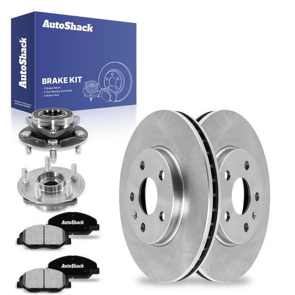 AutoShack Front Brake Rotors Ceramic Brake Pads Wheel Bearing Hub Assembly | Replacement for 2008-2014 Cadillac CTS 3.6L V6 AWD RWD | 8-PC Brake Kit
