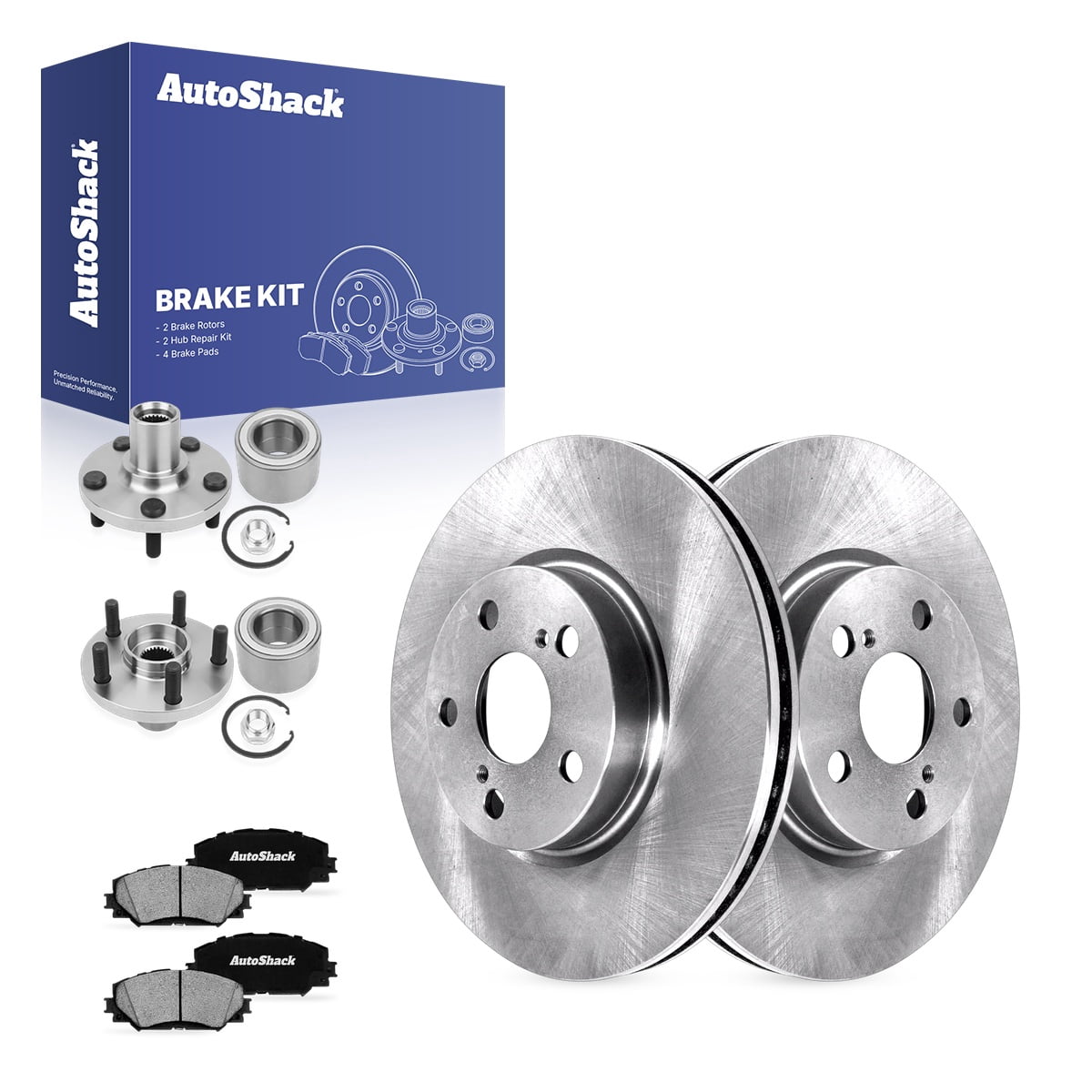 AutoShack Front Brake Rotors, Ceramic Pads & Hub Repair Kit for Toyota ...