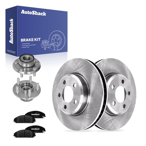 AutoShack Front Brake Rotors, Ceramic Pads & Hub Bearing Assemblies for Chrysler & Dodge, 300 2005 Magnum 2005-2008 Charger 2006 Challenger 2010, RWD V6 3.5L V8 5.7L - 12.6" (320 mm), 5-Lug