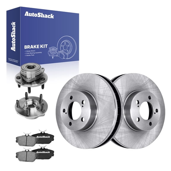 AutoShack Front Brake Rotors, Ceramic Pads & Hub Bearing Assemblies for Ford & Mercury, Taurus 1996-1999, 2001-2007 Sable 2001-2005, FWD V6 3.0L V8 3.4L - 11.56" (293.6 mm), 5-Lug