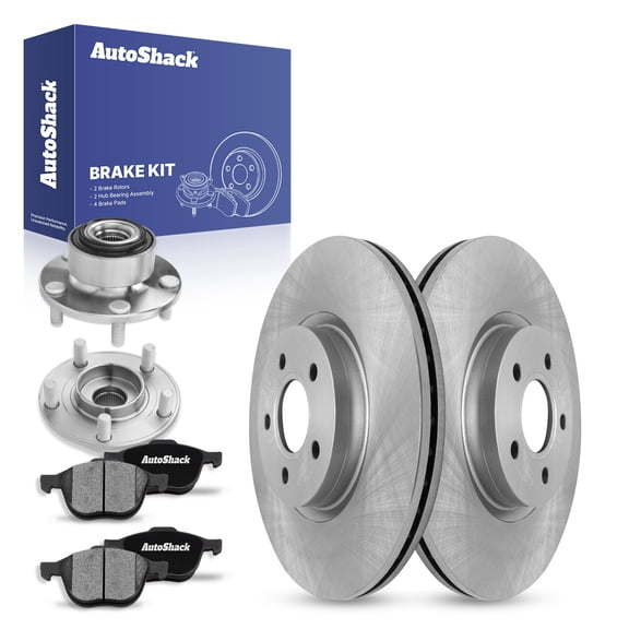 AutoShack Front Brake Rotors Ceramic Brake Pads Wheel Bearing Hub Assembly | Replacement for 2005-2011 Volvo V50 2005-2008 2011 S40 2006-2012 C70 2007-2009 2011-2013 C30 AWD FWD | 8-PC Brake Kit