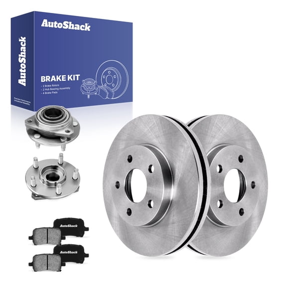 AutoShack Front Brake Rotors, Ceramic Pads & Hub Bearing Assemblies for Pontiac & Chevrolet, G6 2006-2007 Malibu 2006-2007, FWD L4 2.2L 2.4L V6 3.5L - 10.87" (276 mm), 5-Lug