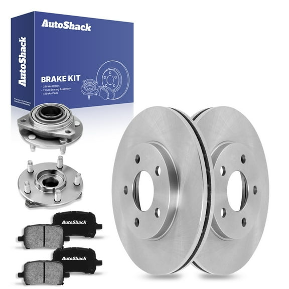 AutoShack Front Brake Rotors Ceramic Brake Pads Wheel Bearing Hub Assembly | Replacement for 2006-2007 Pontiac G6 2006-2007 Chevrolet Malibu 2.2L 2.4L 3.5L V6 FWD | 8-PC Brake Kit