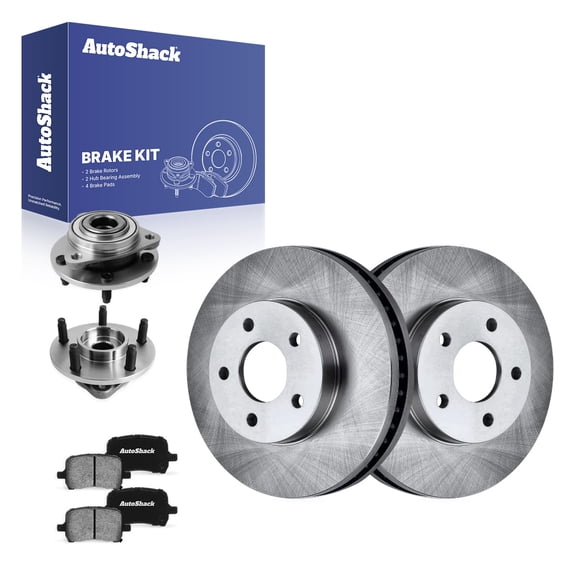 AutoShack Front Brake Rotors, Ceramic Pads & Hub Bearing Assemblies for Chevrolet, HHR 2006-2008, FWD L4 2.2L 2.4L - 10.85" (275.7 mm), 5-Lug