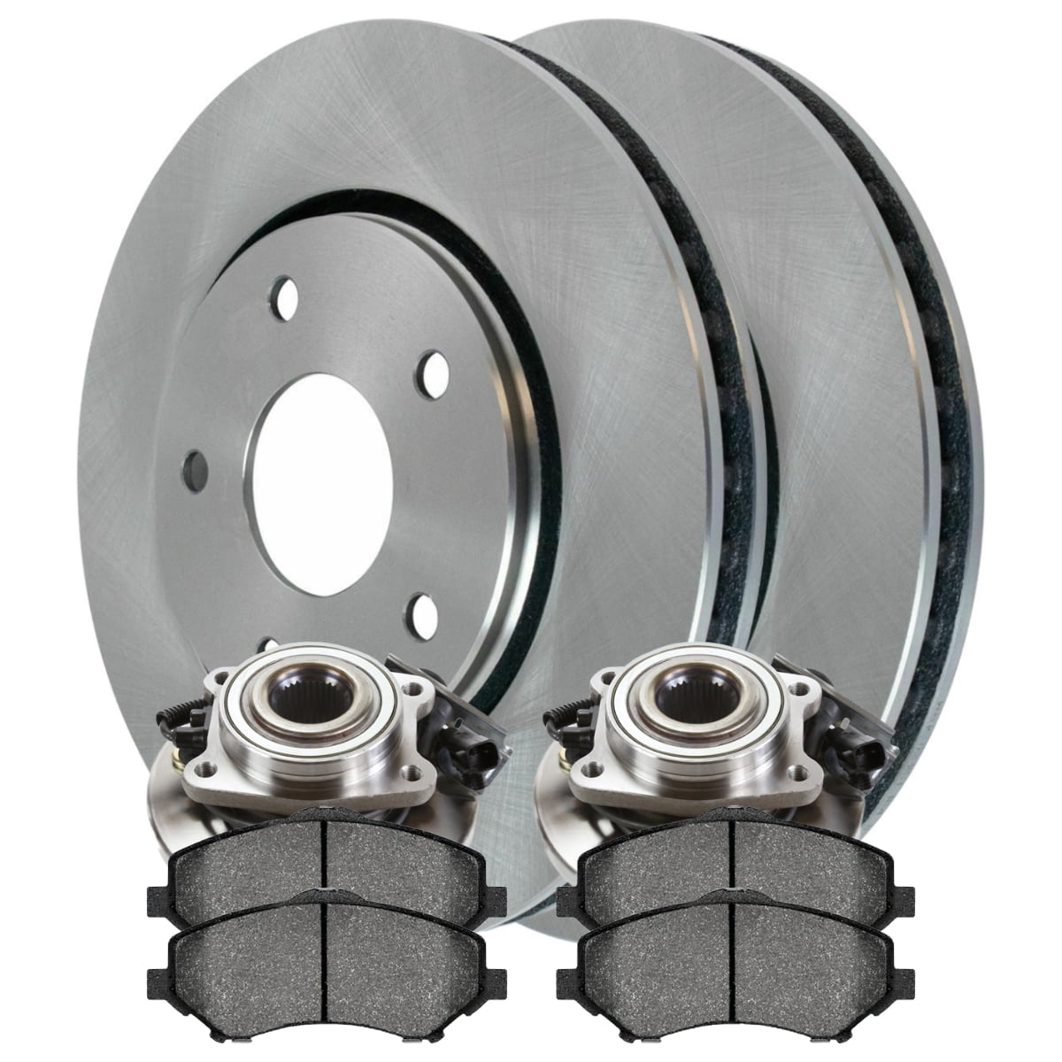 AutoShack Front Wheel Bearing Hub Assembly Brake Rotors Ceramic Pads Kit Driver and Passenger Side Replacement for 2008-2011 Chrysler Town \u0026 Country 2008-2011 Dodge Grand Caravan 2009-2010 VW Routan
