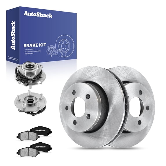 AutoShack Front Vented Brake Rotors + Ceramic Pads + Hub Bearing Assembly 8-PC Brake Kit Replacement for 2008-2012 Jeep Liberty 2007-2011 Dodge Nitro 11.89" (302 mm)