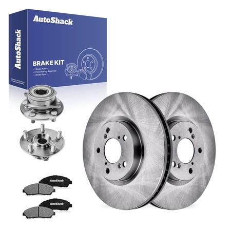 AutoShack Front Brake Rotors, Ceramic Pads & Hub Bearing Assemblies for Honda & Acura, Pilot 2009-2015 MDX 2007-2013 ZDX 2010-2013, AWD FWD V6 3.5L 3.7L - 12.98" (329.8 mm), 5-Lug