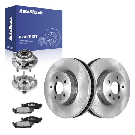 AutoShack Front Brake Rotors, Ceramic Pads & Hub Bearing Assemblies for Ford & Lincoln, Taurus 2010-2019 Flex 2009-2019 MKS 2009-2012, AWD FWD L4 2.0L V6 3.5L 3.7L - 12.8" (325 mm), 5-Lug