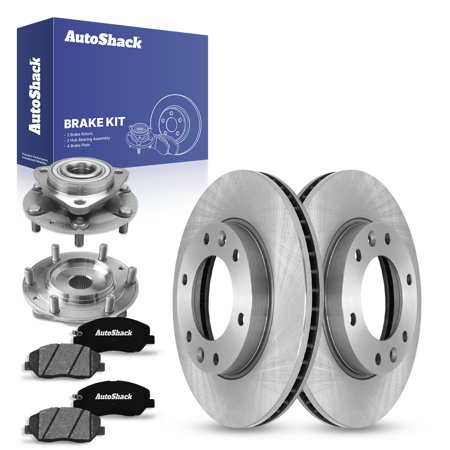 AutoShack Front Brake Rotors Ceramic Brake Pads Wheel Bearing Hub Assembly | Replacement for 2014 Kia Sedona 2007-2009 Hyundai Entourage 3.5L 3.8L V6 FWD | 8-PC Brake Kit