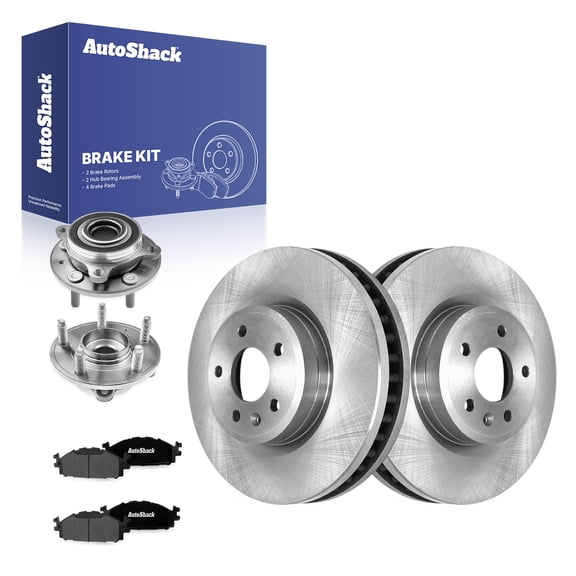AutoShack Front Brake Rotors, Premium Pads & Hub Bearing Assemblies for Ford & Lincoln, Taurus 2010-2019 Flex 2009-2019 MKS 2009-2012, AWD FWD L4 2.0L V6 3.5L 3.7L - 12.8" (325 mm), 5-Lug