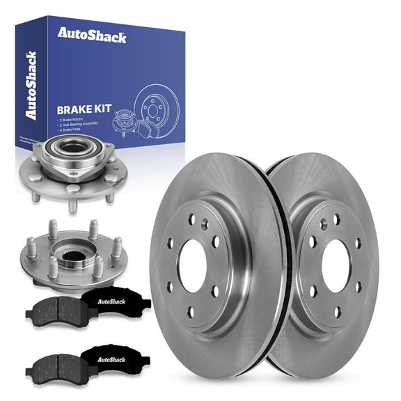 AutoShack Front Brake Rotors Premium Ceramic Brake Pads Wheel Bearing Hub Assembly | Replacement for GMC Acadia Limited Buick Enclave Saturn Outlook 2009-2017 Chevrolet Traverse | 8-PC Brake Kit