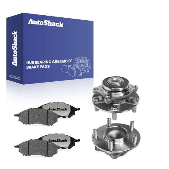 AutoShack Front Ceramic Brake Pads + Wheel Hub Bearing Assemblies with ABS Replacement for 2005-2007 INFINITI G35 2006-2009 Nissan 350Z 6-PC Kit