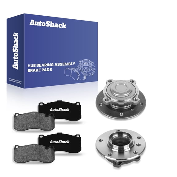 AutoShack Front Ceramic Brake Pads Wheel Hub Bearing Assemblies with ABS | Replacement for 2013 BMW 135is 2007-2013 BMW 328i | 6-PC